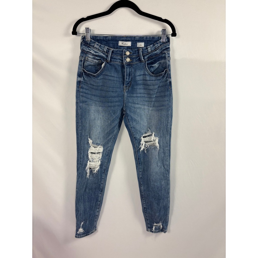 KanCan Kurvy Mid-Rise Ankle Skinny Jeans Size 28‎ Distressed Blue Denim